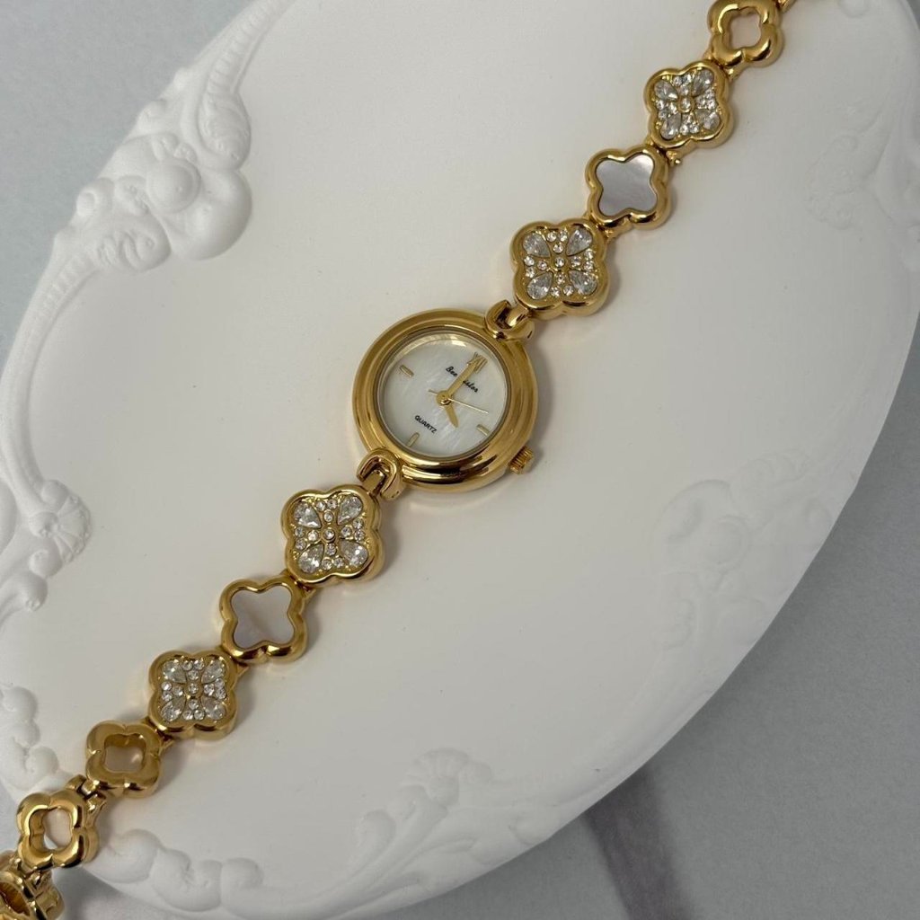 Sku0154 Casual Gold White Women Fashion Watch Bracelet Stainless Steel +Gift Bag